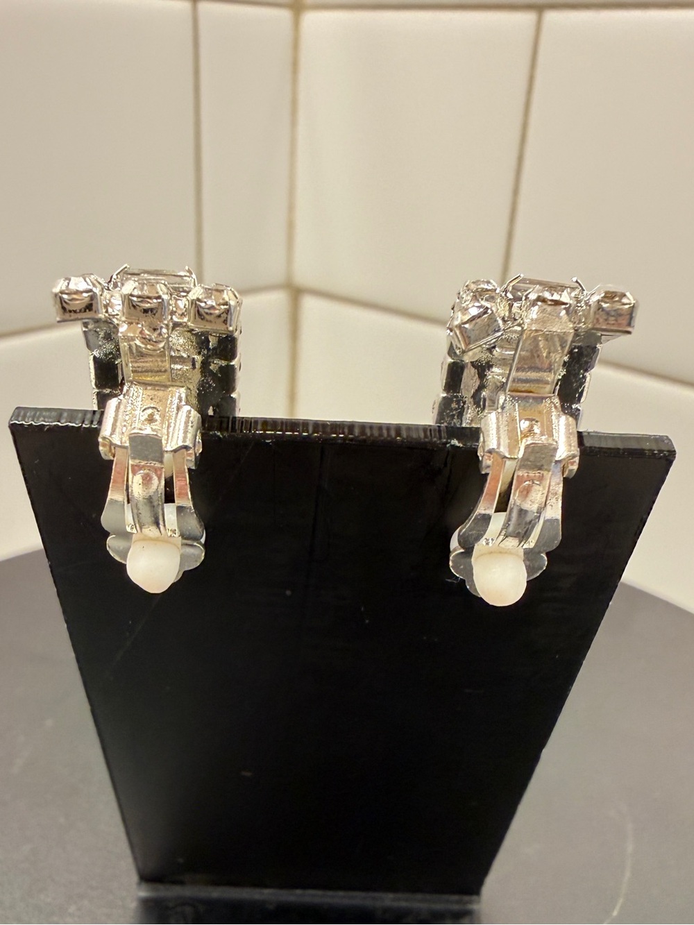 Lightweight Clear Crystal Earrings - Clip-on Style - Picture 3 of 4